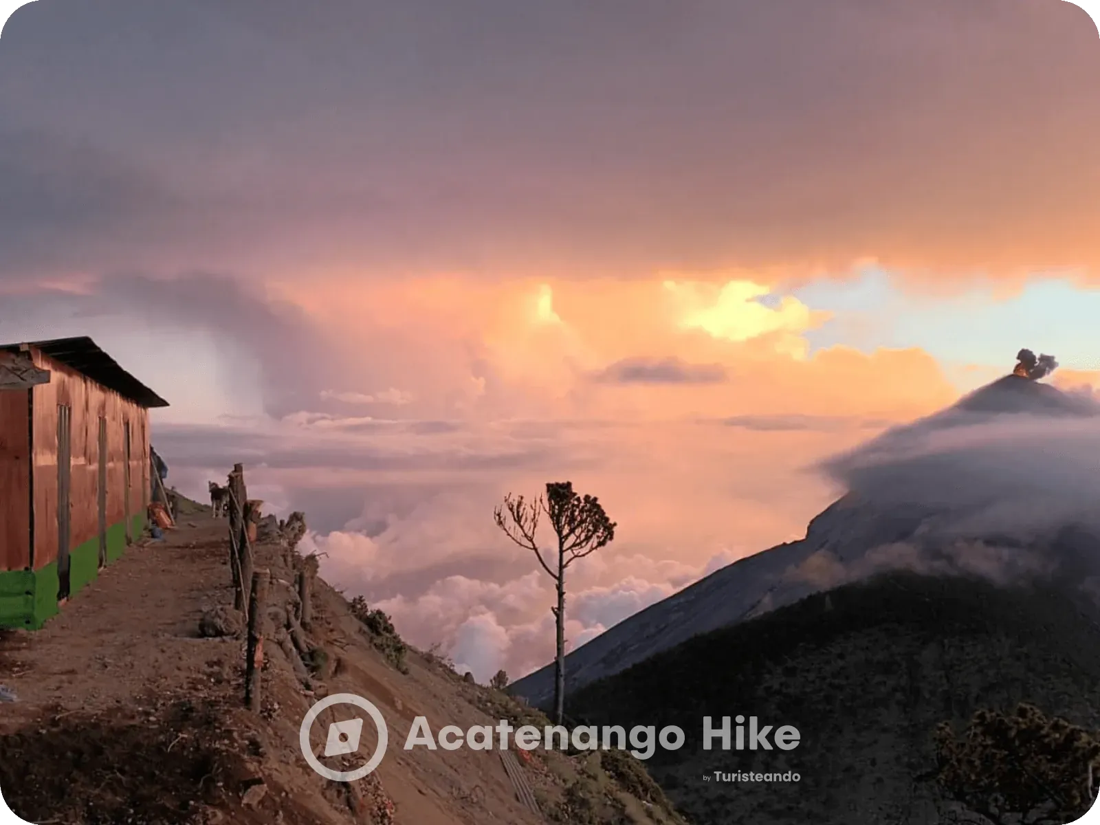 Caminata de 2 días al Volcán Acatenango con cabaña compartida desde Antigua Guatemala